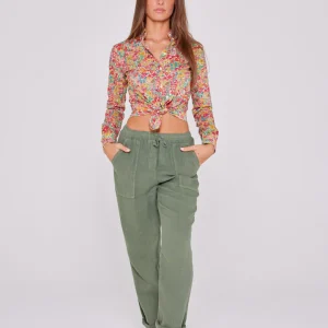 ZABOU – Pantalon Lin Coupe Droite – Femme – Kaki