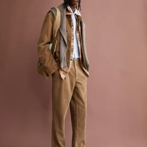 Pantalon à pinces en velours de coton bio araanio · beige