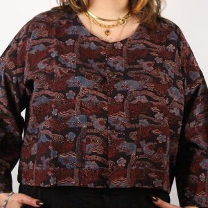 Bolero Cochin en coton bio Vikaas · noir et bleu