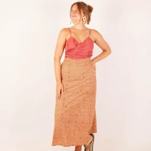 Jupe Bagepalli en coton bio Uthana · beige et terracotta