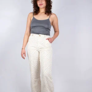 Pantalon Gwalior en coton bio Chamak - écru et terracotta