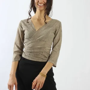 Top Benares en coton bio Prisme · beige et noir