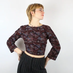 Top Benares en coton bio Vikaas · noir et bleu