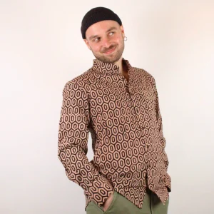 Chemise Daramshala en coton bio Abhi · beige et noir