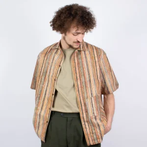 Chemise Linga en coton bio Arunachala · beige et bleu