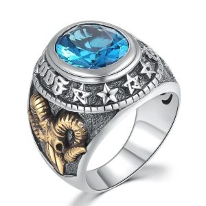Bague Argent Turquoise Homme - Agneau Celtique