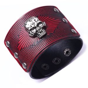 Bracelet Homme Tete de Mort en Cuir