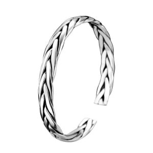 Bracelet Jonc Homme Argent Tressé