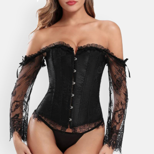 Corset bustier noir en dentelle