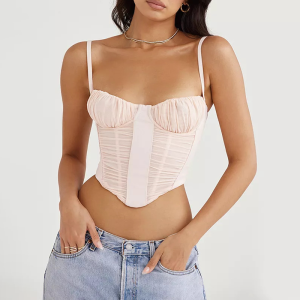 Bustier rose à fines bretelles