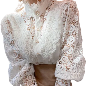 Chemisier Dentelle Col Montant - Lily Elsie