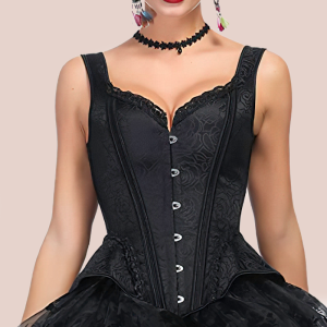 Corset noir avec bretelles style bustier