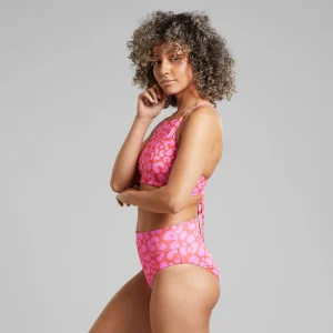 Bas de maillot de bain léopard en polyester recyclé · rouge et rose - bikini pants slite painted leopard red
