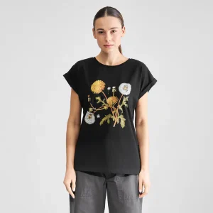 Tee-shirt pissenlits en coton bio · noir - visby dandelion black