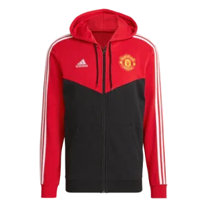 Veste Capuche Manchester United 3 stripes - Rouge/Noir