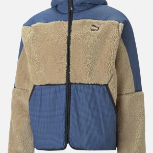 Veste à capuche Puma Sherpa - Beige/Bleu