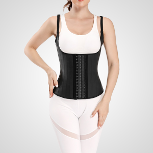 Gaine corset en latex à bretelles noire