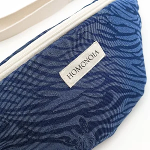 Banane en denim zèbre de coton upcyclé · bleu