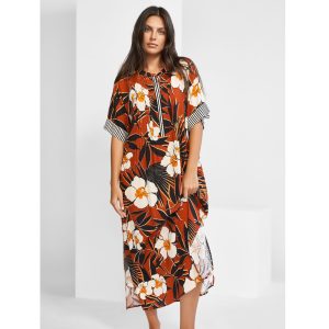 Kaftan imprimé marron Art Nautic