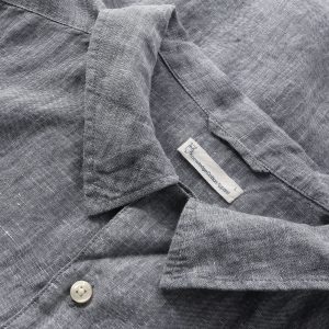 Chemise à manches courtes en lin bio box short sleeve · bleu vintage