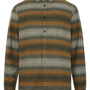 Chemise rayée en flanelle de coton bio checked flannel · kaki et jaune