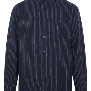 Chemise rayée en coton bio stripped shirt · bleu marine et blanc