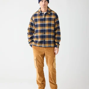 Surchemise à carreaux en flanelle de coton bio flannel overshirt · bleu marine et jaune