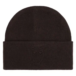 Bonnet en laine logo embossed · marron chocolat