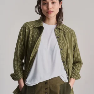 Chemise en coton bio rio green stripe · vert rayé
