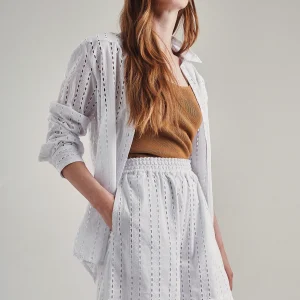 Short en broderie anglaise en coton bio maya · blanc