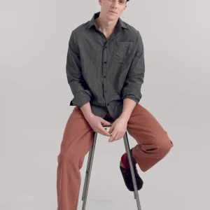 Chemise en coton bio jude · gris rayé