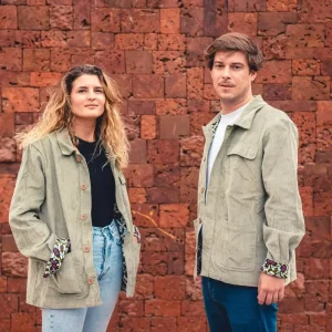 Veste en velours de coton côtelé Saloum · vert amande