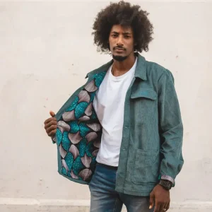 Veste en velours de coton côtelé Podor · bleu canard