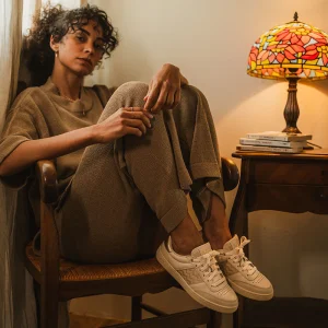 Baskets basses en cuir Saigon Classique '24 Gold metallized · crème et beige doré