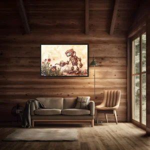 Peinture Steampunk Robot - Ode Mécanique et Botanique