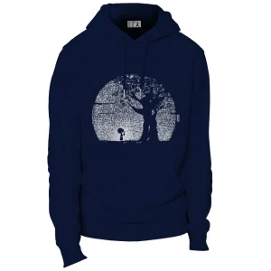 Sweat à capuche en coton bio Jaisalmer pousse · bleu marine