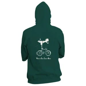 Veste à capuche zippée en coton bio Boston vélo · vert émail