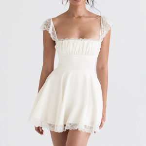 Robe avec corset blanc sexy en dentelle