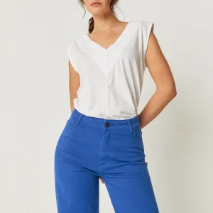 Débardeur col V en coton bio zuntz 1 · blanc