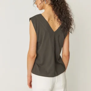Débardeur col V en coton bio zuntz 1 · kaki