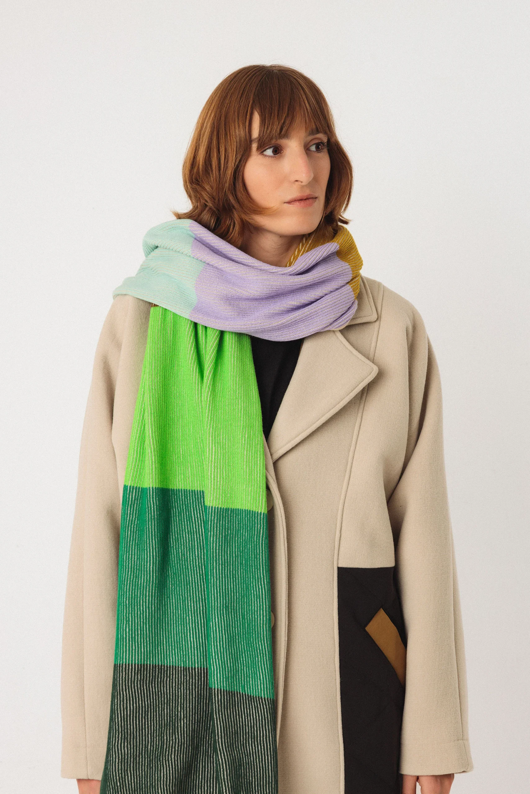 Echarpe en coton arbea · vert et multicolore