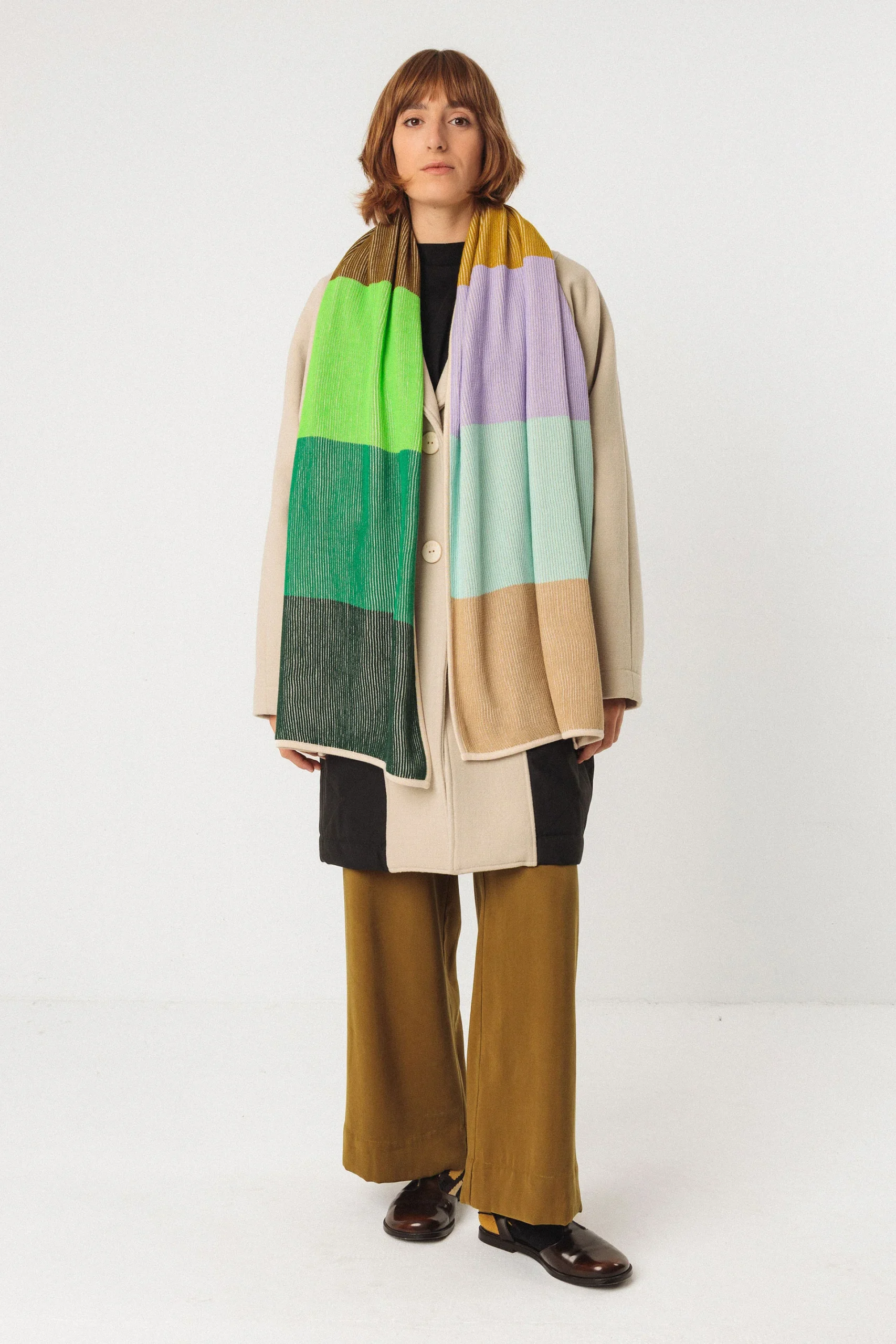 Echarpe en coton arbea · vert et multicolore – Image 2