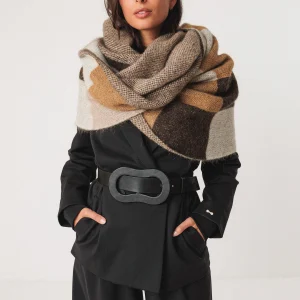 Echarpe en laine arbea · beige, crème et marron