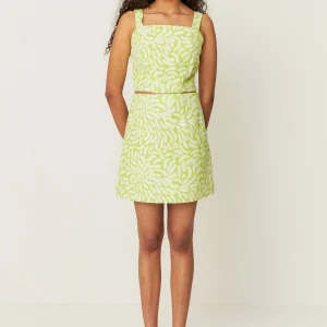 Jupe courte en coton bio ilazki drops · vert anis et blanc