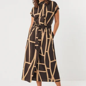 Jupe longue en coton udane kintsugi · marron et beige