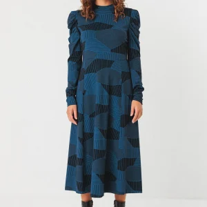 Robe longue en coton bio lano minerals · bleu et gris