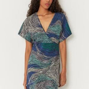 Robe longue en coton bio leire stream · bleu