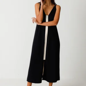 Robe longue sans manches en coton bio zaine · noir et blanc