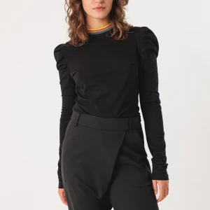 Tee-shirt à manches longues et col montant en coton bio oldar · noir et multicolore