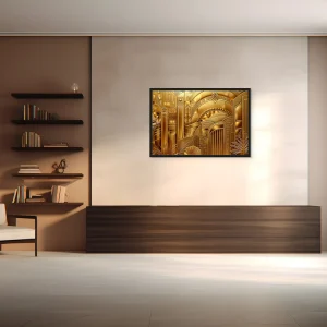 Tableau Art Déco Design : Un Voyage Doré dans l'Abstraction